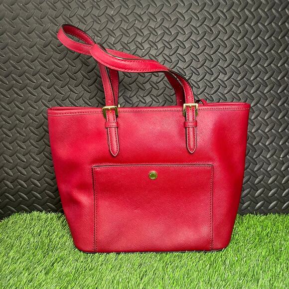 Michael Kors Red Burgundy Handbag Tote Bucket‎ Purse - Picture 1 of 8